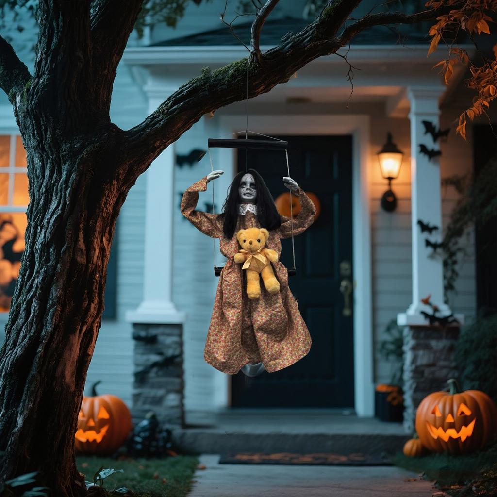 Halloween FemaleGhost Puppet Venue Decoration Props, Terrifying AndScary Pendants, CourtyardSecret Room Atmosphere Decoration Props