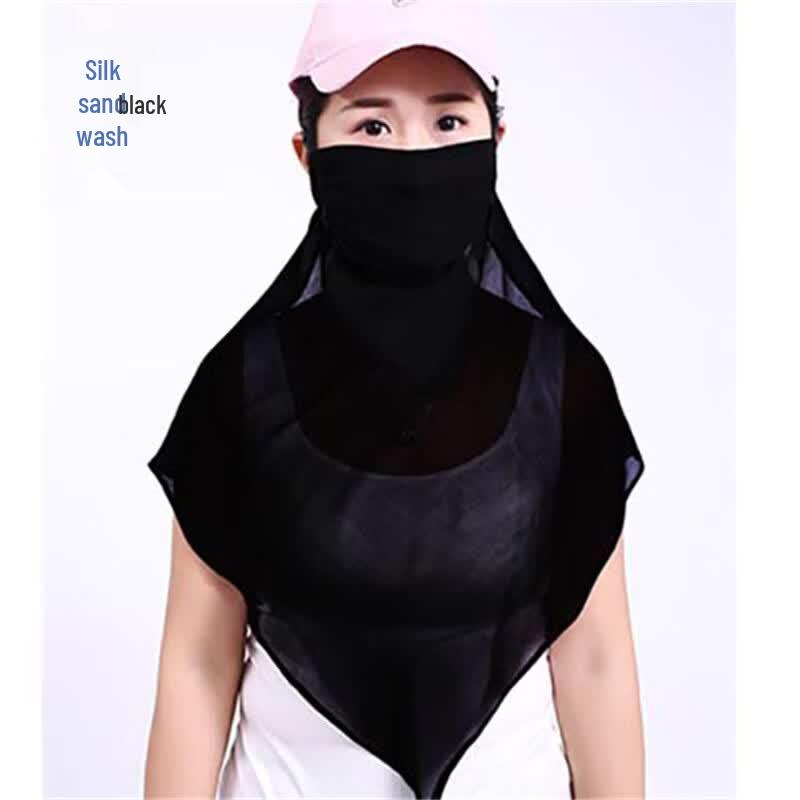 Muqingqing Summer Silk Sun Protection Face Mask with Neck Cover