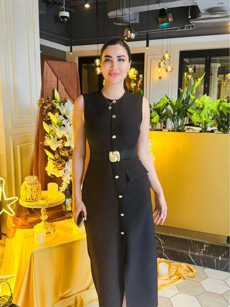 2025 Spring/Summer Women's Sleeveless Fitted Waist Slit Long Dress with Multi-Button Design