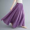 Literary Elastic Waist A-line Expansion Skirt Solid Color Ethnic Style Women Long Skirts