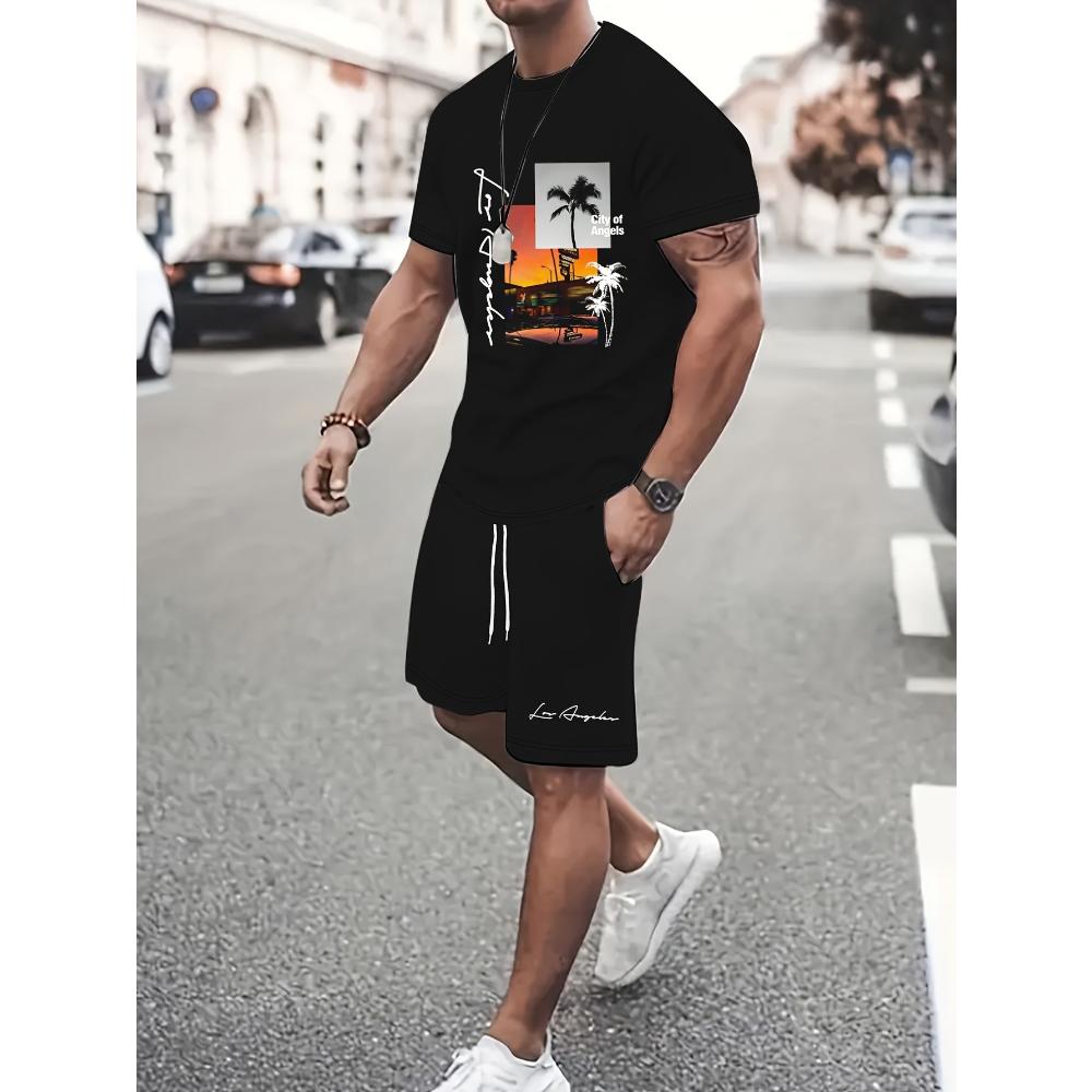 Men's Short-sleeved Shorts Casual Suit Fashionable Simple Sports Suit Comfortable Breathable Unisex Sports Clothing