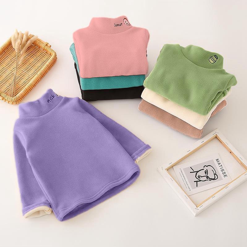 Winter Children's Bottoming Shirts Baby Boys Fleece Thickened T-shirts Kids Clothes Toddler Girls Turtleneck Pullovers Sweater