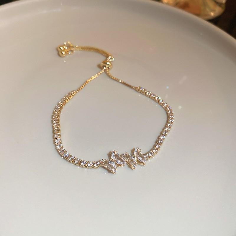 South Korea Dongdaemun Square Zircon Adjustable Bracelet Women's Simple Light Luxury Bracelet Personality Temperament High-end Jewelry