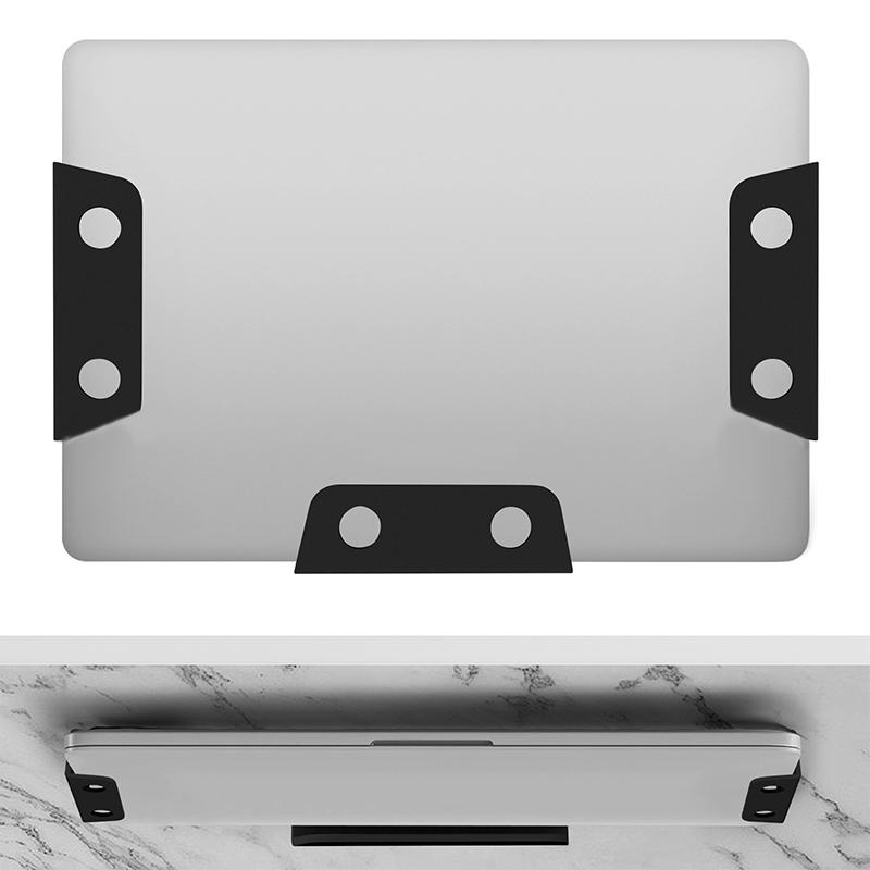 Under Table Laptop Holder Portable Notebook Storage Bracket Stand Mount Desktop Organizer With Anti-Scratch Silicone Pad