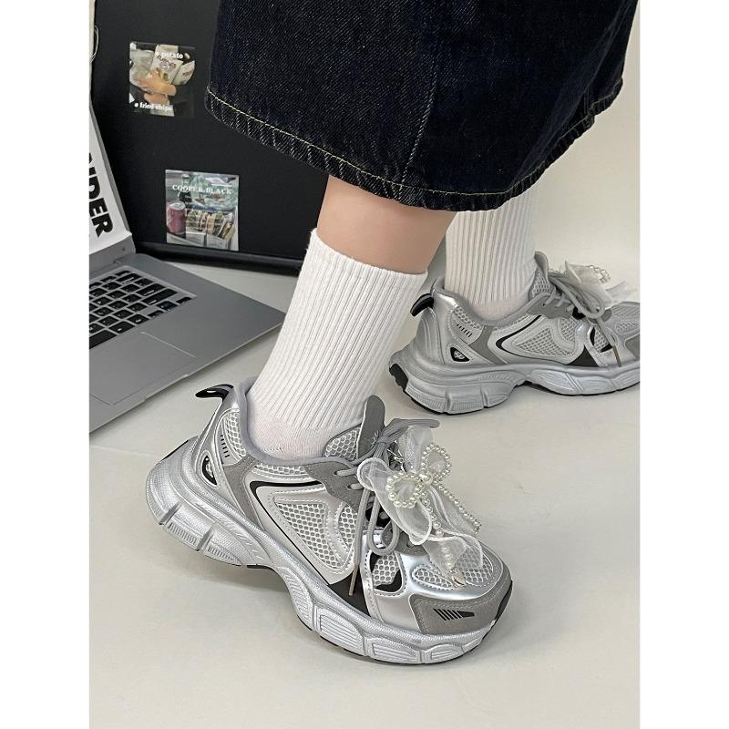 Spring New Platform Pearl Lace Sports Dad Shoes 1772B