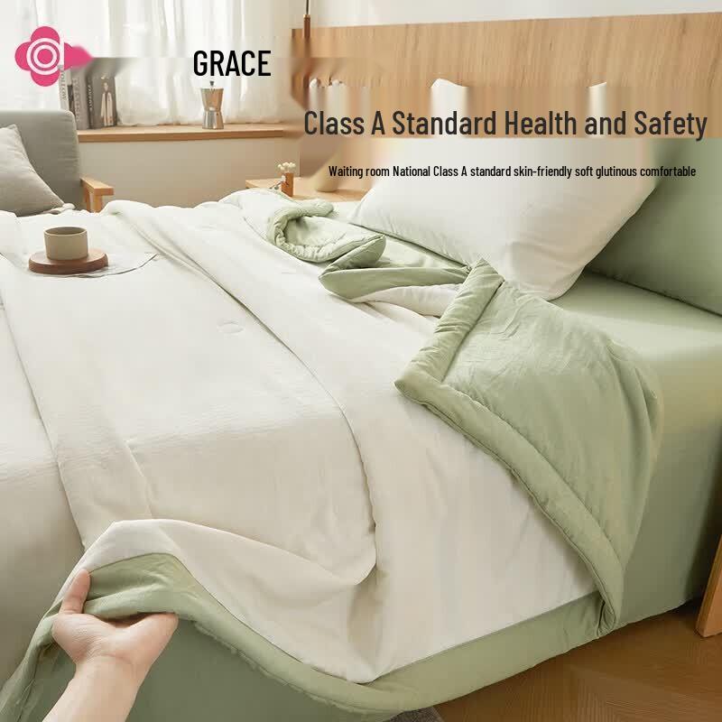 Grace 7A Antibacterial 100% Cotton Summer Quilt, Mint Green