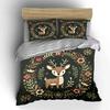 Woodland Deer Floral Design Bedding Duvet Cover Set Duvet Cover Pillowcases  (1*Duvet Cover 2*Pillowcases, without duvet insert)