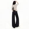 Design Rivet Wide Leg Jeans Women's Autumn and Winter Anti-Fading American Denim Black Loose Wide Leg Pants Children's