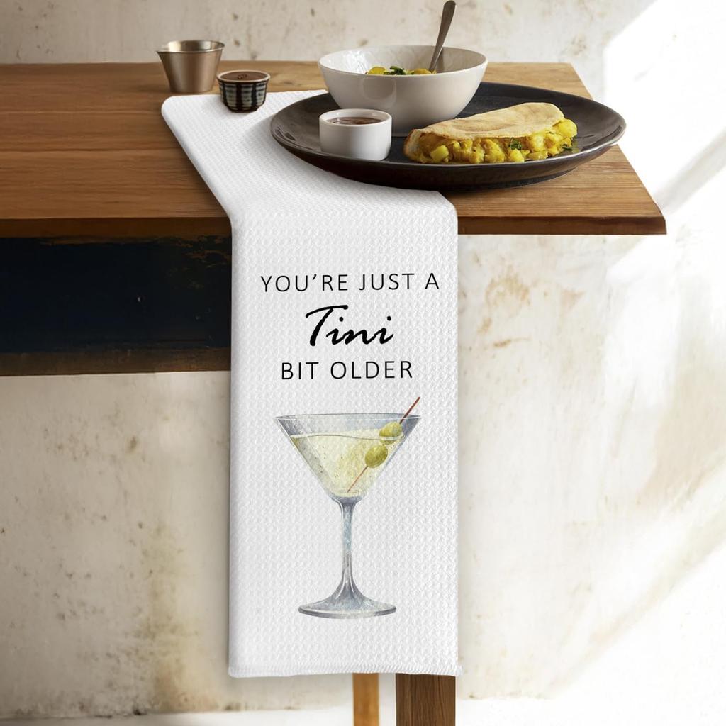 Martini Kitchen Towels,Funny Martini Dish Towels,Martini Gifts for Women,Martini Decor for Party Kitchen Bar Pub,16X24 Inches