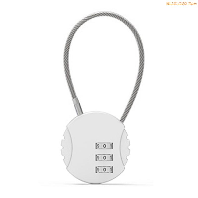 K1AE 3-значный кодовый замок Замок-трос из цинкового сплава Портативный кодовый замок серебряный