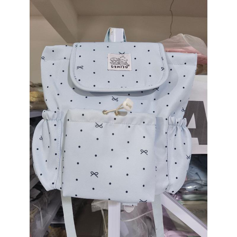 Bow polka dot strap backpack female college style college student commuting schoolbag niche leisure travel small backpack