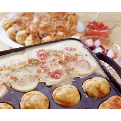 Ikenaga Iron Works Takoyaki Maker, 16-Cavity, IH Compatible, Made In Japan, Cast Iron Plate, Black, Dencho Senka