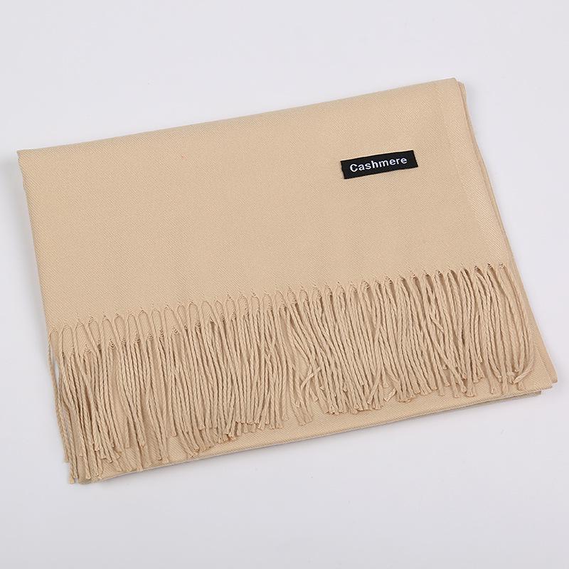 Solid Color Cashmere Scarf Women'S Autumn And Winter Explosion 220G Classic Light Board Monochrome Tassel Versatile Warm Shawl Gift