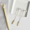 Women Girl Golden Long Tassel Dangle Alloy Ear Drop Earring Rhinestones Pin Female Jewelry Accessories
