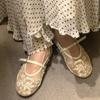 Fashion Mesh Fabric Round Toe Buckle Strap Flat Heels Women Sandals Designer Embroider Mule Shoes Zapatos De Mujer