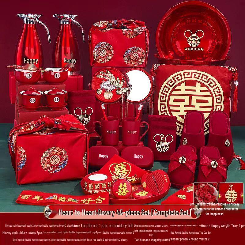 Luxurious Bridal Dowry Set: Practical Wedding Tea Ceremony Cups & Departure Treasure Pot