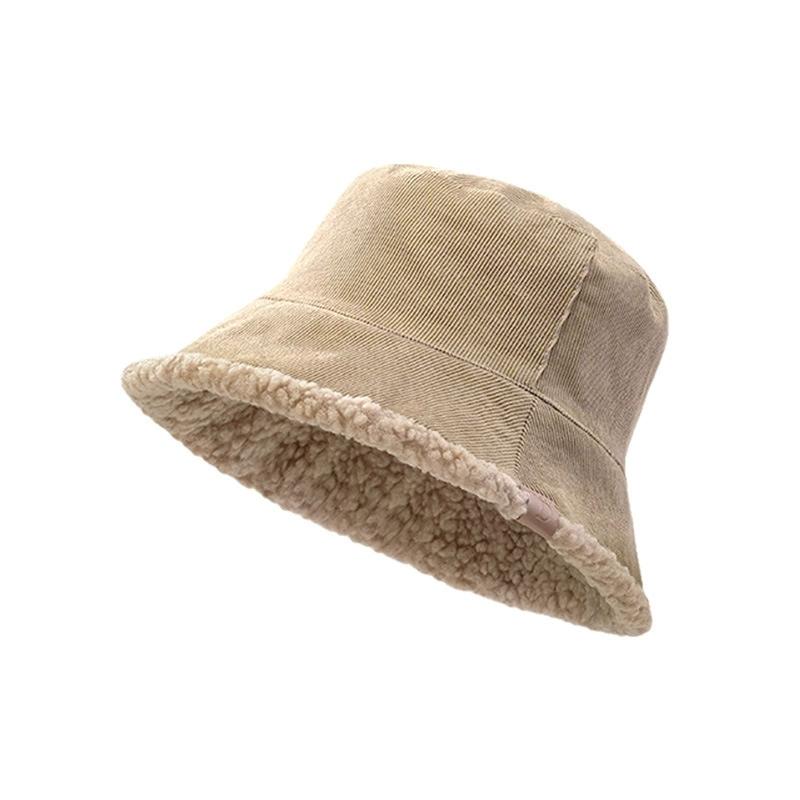 Autumn and Winter Hats for Women Korean Bucket Hat Warm and Thickened Reversible Lamb Wool Cloche Hat for Men Street Style
