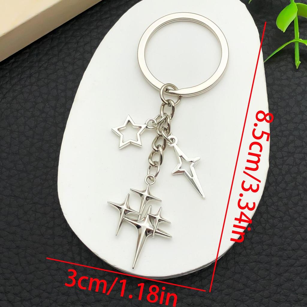 Creative Fashion Zinc Alloy Keychain with Moon and Star Pendant