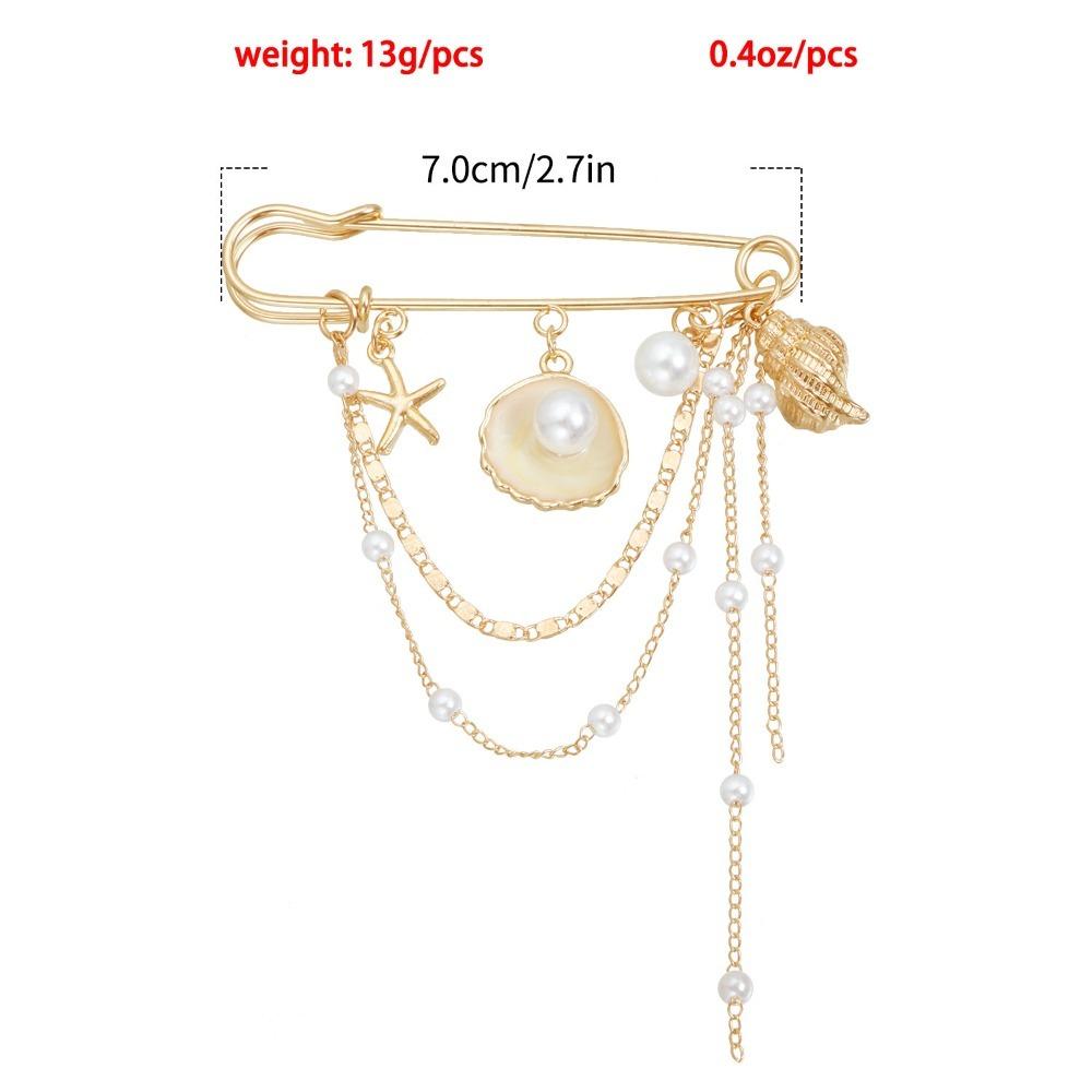

Fashion Pearl Shell Lady s Brooch Anti Exposure Fixed Pants Fixed Pin Versatile Creative Tassel Chain Brooch Clothes Decor