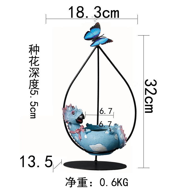 Creative Wrought Iron Hanging Wenzhu Succulent Small Green Plant Flower Pot Cartoon Resin Animal Cradle Flower Pot Desktop Decoration