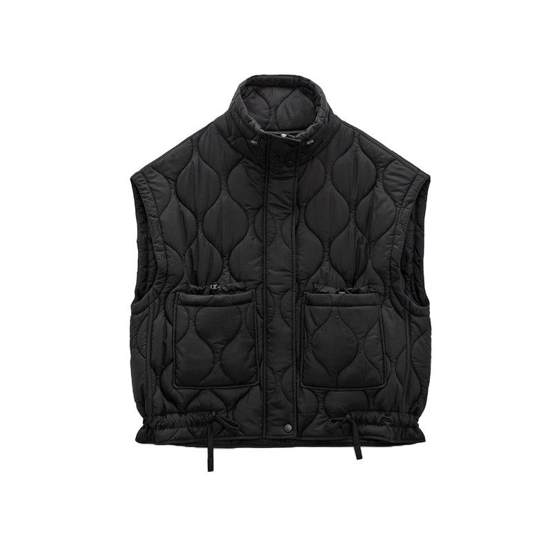 Spring New Arrival Stand Collar Vest Loose Quilted Pocket Sleeveless Cotton-Padded Jacket Vest 2969049 2969060