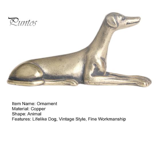Kleine Messingstatuen im Vintage-Stil, Wohlstand, lebensechter Hund, Sternzeichen, Teehaustier, Briefbeschwerer, Hound, Desktop-Ornament