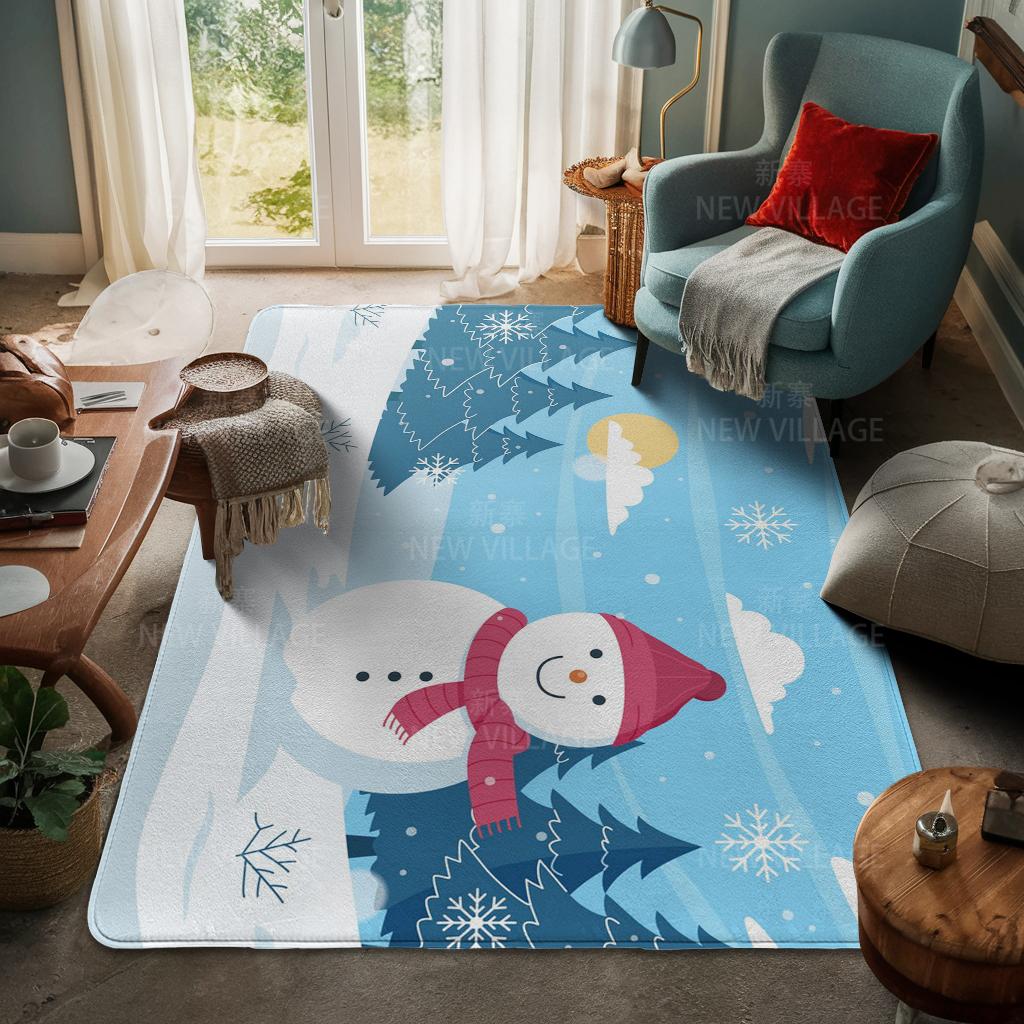 House Entrance Carpet Home Door Mat Living Room Bath Foot Bathroom Non-slip Water Absorption Rugs Bath Merry Christmas Winter
