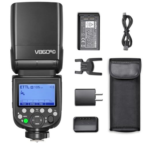 

Godox V860III-C Flash for Canon Camera Flash Speedlite 7.2V/2600mAh Li-ion Battery, 2.4G Wireless HSS 1/8000 1.5s Recycle Time 10 Levels LED Modeling