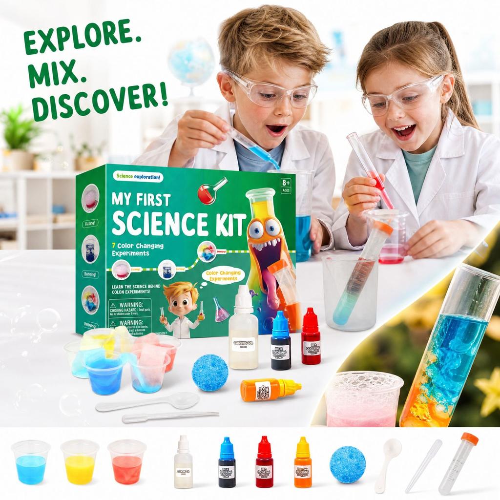 Kids Science Experiment Kit with Color Mixing, Educational STEM Toy for Elementary Students, Hands- Learning Activities for Boys and Girls 5ml