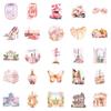 50 No Repeat Pink Retro Paris Items Waterproof Stickers DIY Mobile Case Skateboard Creative Manual Account