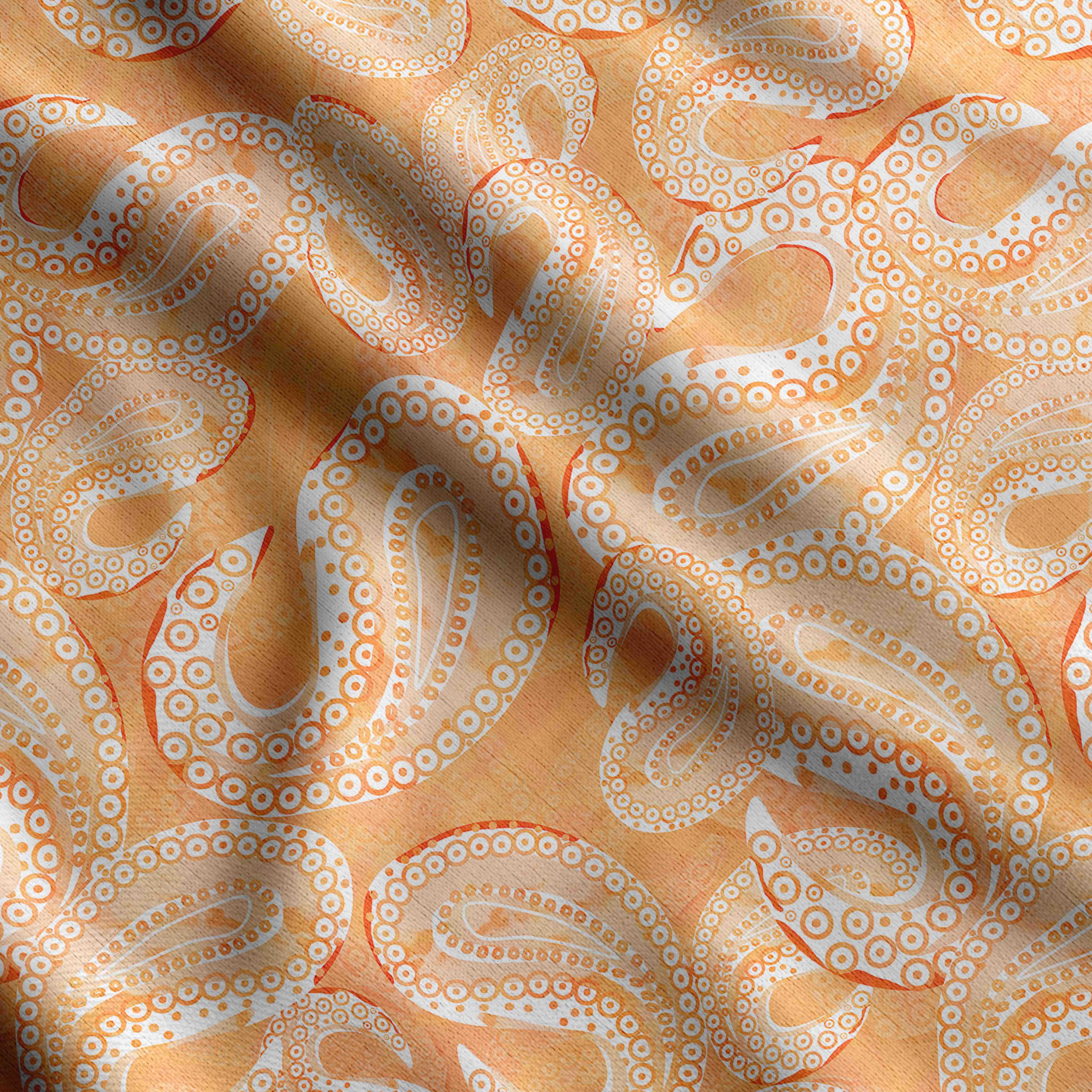 

Азіатський пейслі Soimoi, бавовняний кембрік, стьобальна тканина, продана The Yard шириною 42 дюйми, бавовняна тканина середньої щільності, 42 Inch Wide - Cotton Cambric помаранчевий