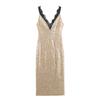 European American Women's Fashion Sequin Lace Dress
