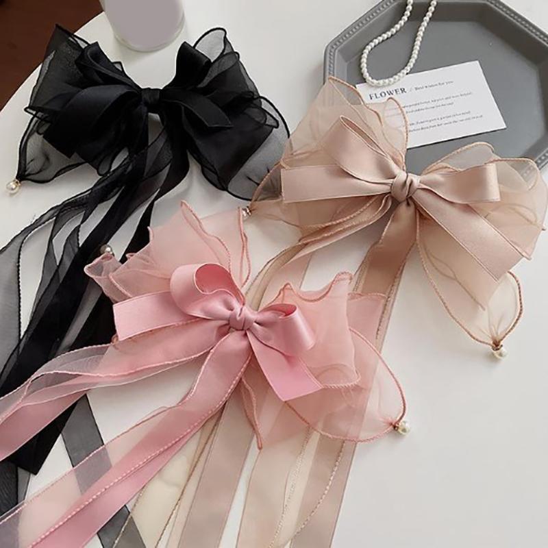 Trendy Large Barrette Hair Clip Multi-Layer Ribbon Bow Hairpins Pearls Hair Pins For Women Girls Hair Accessories Cute Gifts New