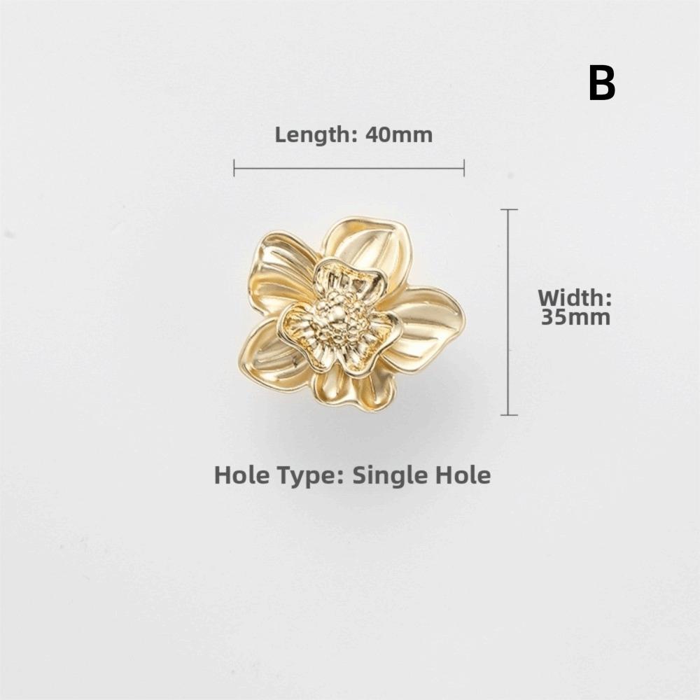 Zinc Alloy Drawer Knob Gold Finish Creative Petal Design Drawer Handle Bronze Finish Flower Shaped Handle Furniture Cabinet