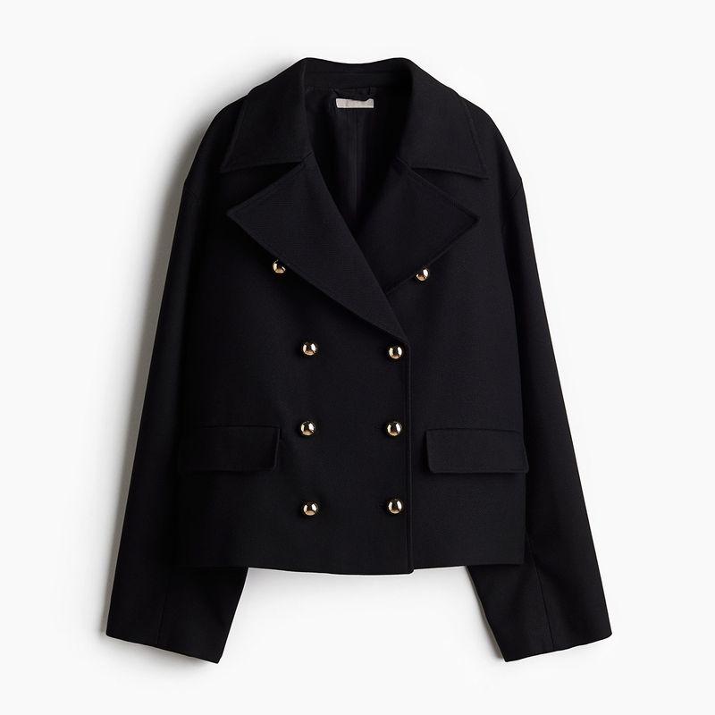 

Экспорт Чистый Юань Оверсайз Двубортный Свободный Крой Верхняя Одежда Black XL