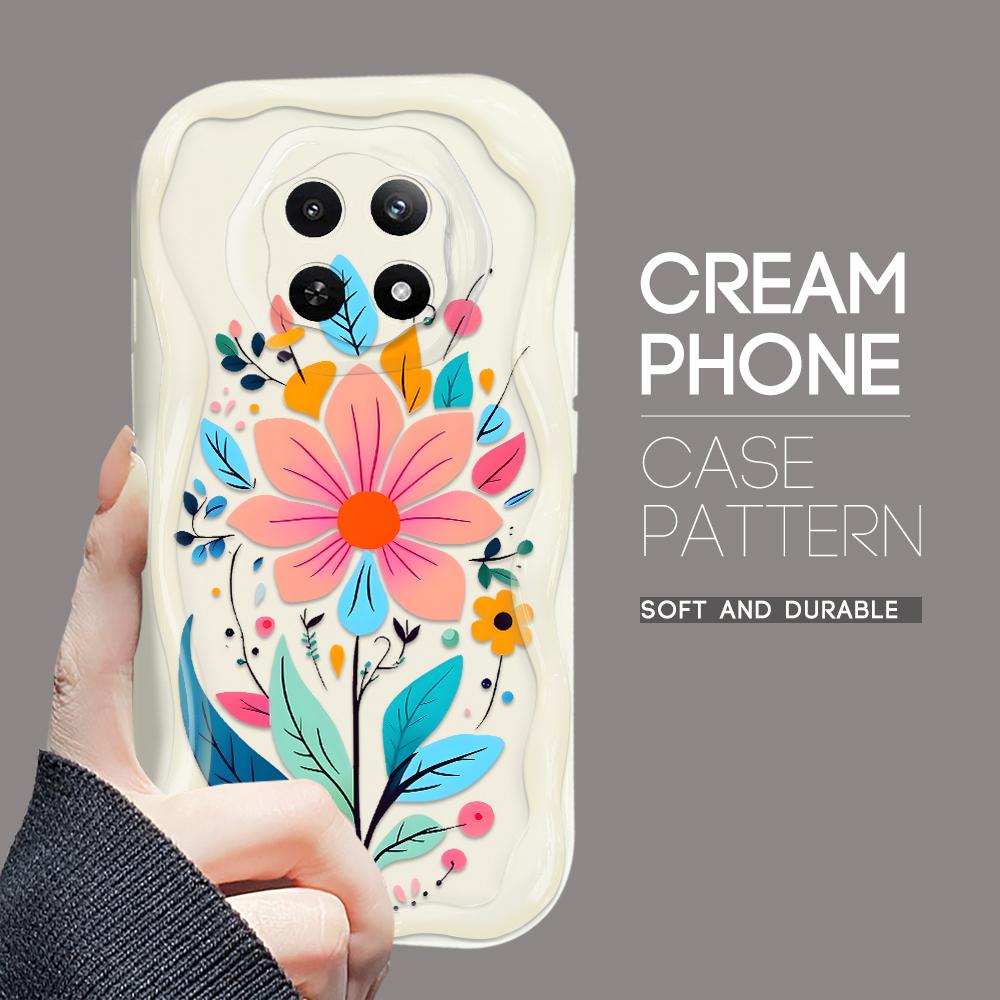 Carcasă cu textura cremă cu model de desene animate, cu margine ondulată, husă din silicon moale pentru telefon pentru OPPO Reno Realme OnePlus Vivo