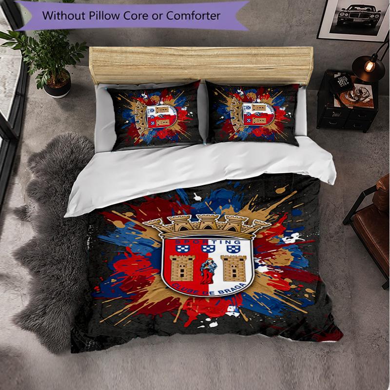 Braga FC Themed Bedding 3Pcs Duvet Cover Set Decorative Bed Linen For Teen Room Home Decoration