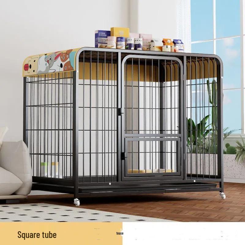 Indoor Dog Cage with Toilet for Large and Small Breeds - Suitable for Labrador and Golden Retriever, Includes Dog Bed