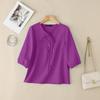ZANZEA Women Casual Round Neck Solid Color 3/4 Sleeve Summer Blouse