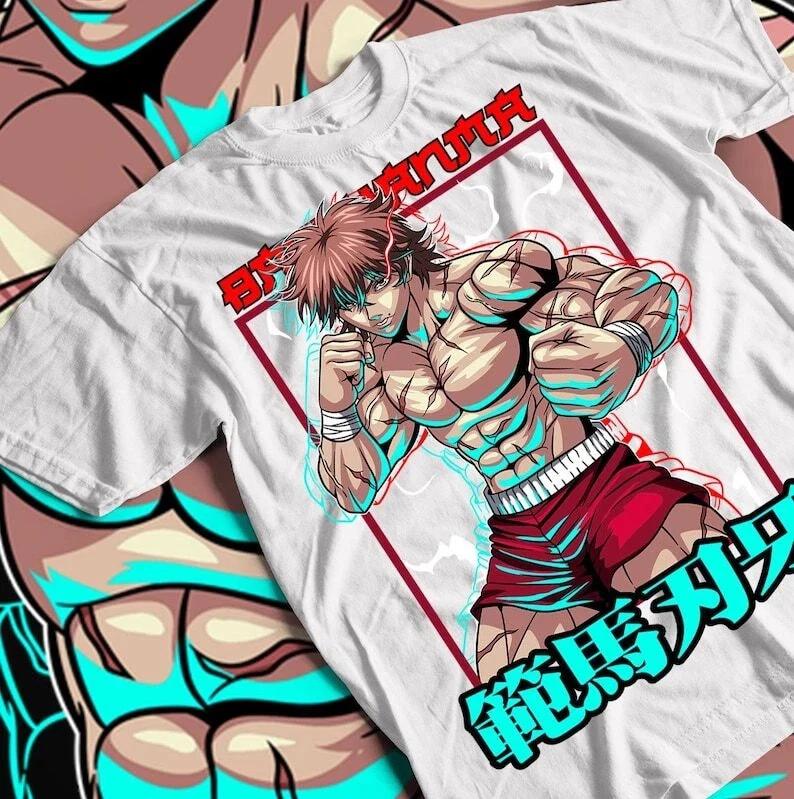 Baki The Grappler TShirt Baki Hanma Yujiro Hanma Baki Boxing Shirt White S