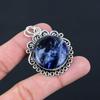 925 Silver Sodalite Stone Bezel Anniversary Mother Wedding Boho Pendant Jewelry