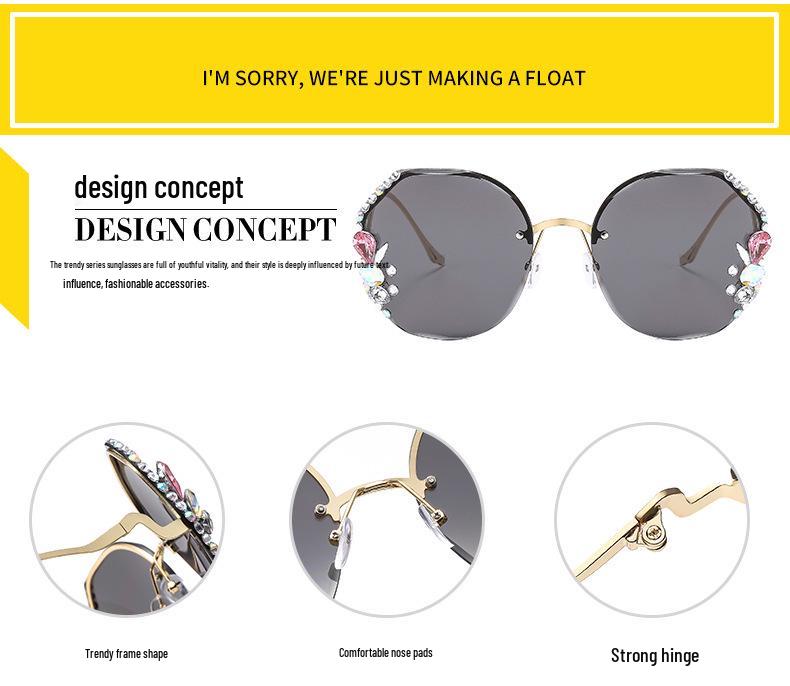 2024 Women's High-End Rhinestone Sunglasses: Slimming, Fashionable Anti-UV Sunshade