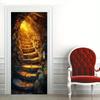 Cave scenery door stickers, suitable for bedrooms, living rooms, and bathrooms; natural landscape wall stickers.