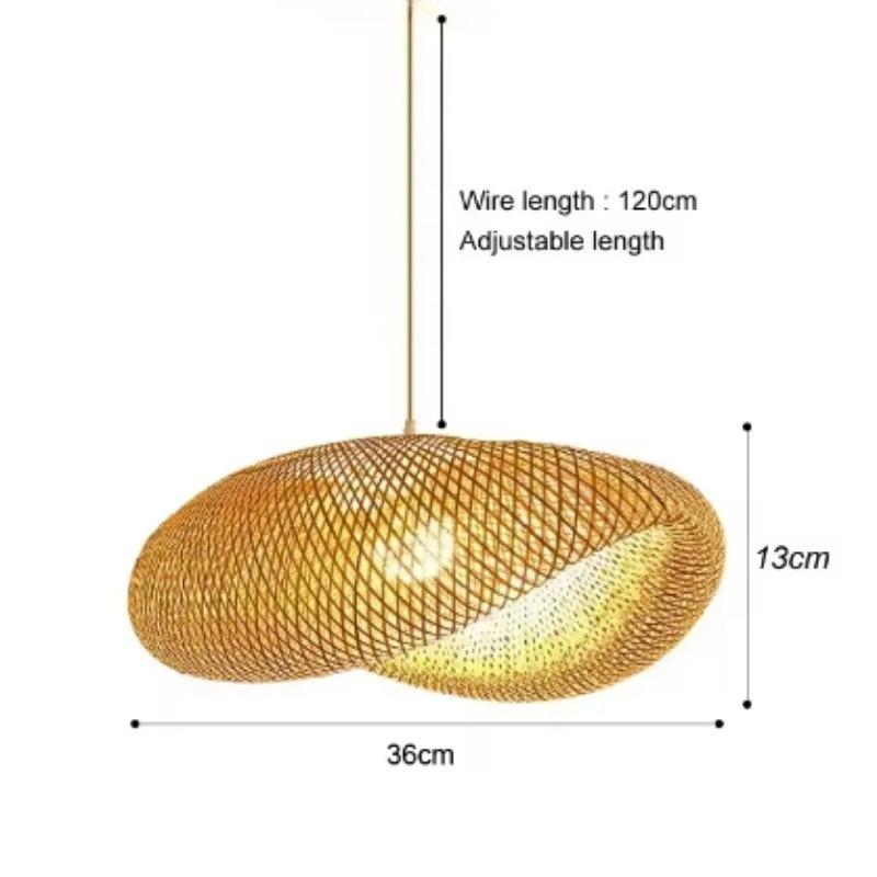 HandMade Vintage Bamboo Weaving LED Pendant Light Home Hanging Chandelier Lighting Living Room Kitchen Rattan Woven Lamp