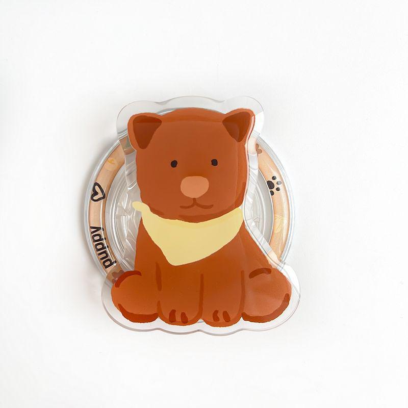 Cute Cartoon Dog Silicone MagSafe Phone Holder – Telescopic & Magnetic Airbag Design