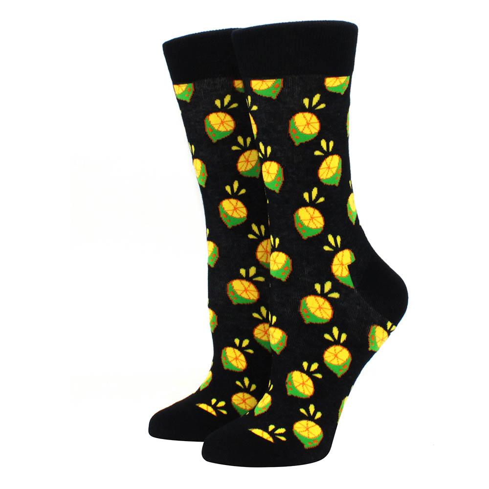1 Pair S Funny Socks Women Casual Cartoon Fruit Banana Avocado Lemon Egg Cookie Donuts Happy Harajuku Skateboard Socks