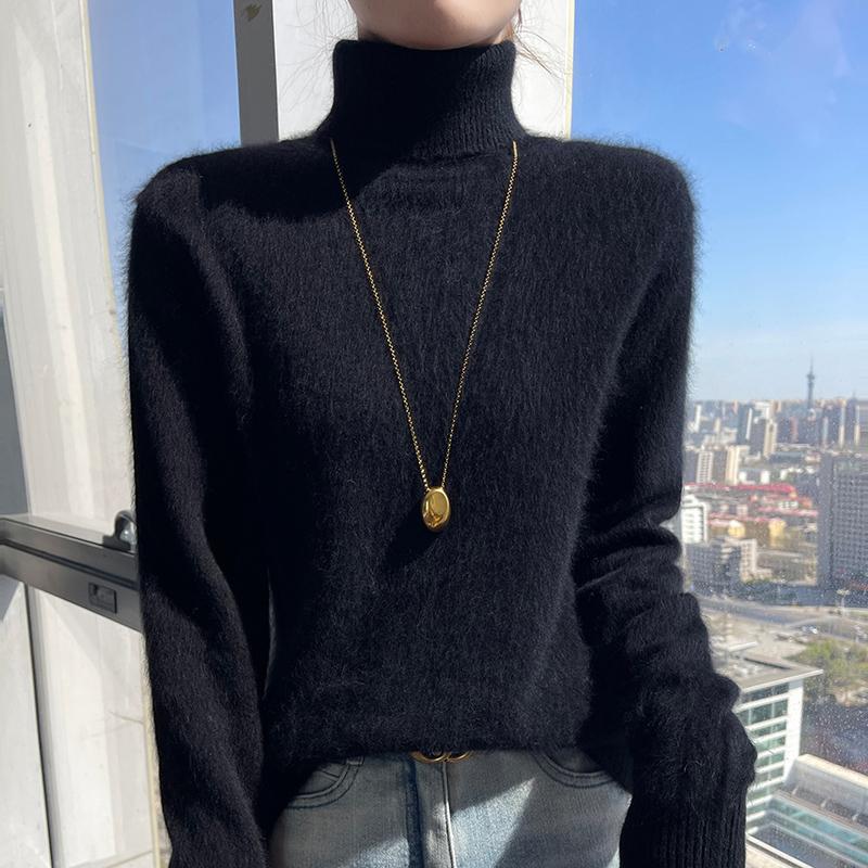 

Женский кашемировый свитер Qinghe кашемир 30% кашемир 30% норка 30% шерсть 10% нейлон Женский осенне-зимний толстый кашемировый свитер мягкий и теплый XXL чёрный