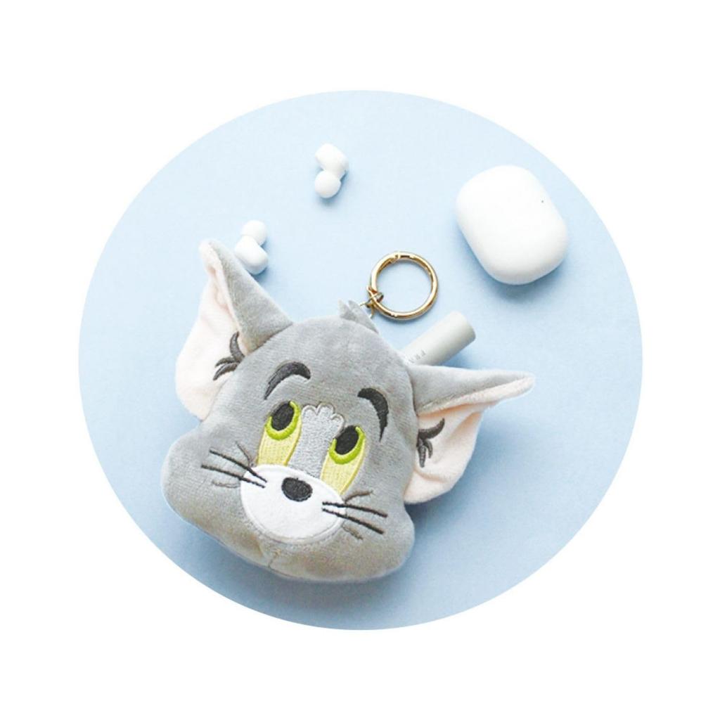 Tees Factory Tom und Jerry Plüschtier mit Karabiner, Reißverschluss-Maskottchen, Positives Gesicht Tom, Ca.. H110xB150xT45mm, TJ-5546748TM