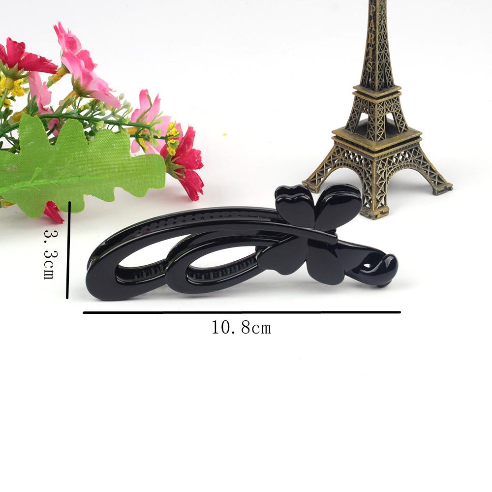 Korean Style Black Large Banana Hair Clip - Vertical Mesh Hair Accessory Hairpin