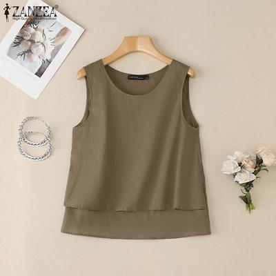 Women Casual Round Neck Summer Sleeveless Cotton Tank Tops